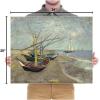 imageWieco Art Fishing Boats on the Beach at Les Saintes Maries Large Modern Canvas Prints of Van Gogh Oil Paintings Seascape Pictures on Canvas Wall Art for Bedroom Kitchen Home Decor24L x 20W