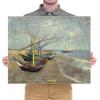 imageWieco Art Fishing Boats on the Beach at Les Saintes Maries Large Modern Canvas Prints of Van Gogh Oil Paintings Seascape Pictures on Canvas Wall Art for Bedroom Kitchen Home Decor24L x 20W