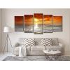 imageWieco Art Grand Sight Sunset Ocean Canvas Prints Wall Art Sea Beach Pictures to Photo Paintings Landscape Decor for Living Room Bedroom Home Decorations 5 Panels Modern HD Seascape Giclee Artwork14x24inchx2pcs 14x28inchx2pcs 14x32inchx1pc