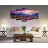 imageWieco Art Mountains in Sunrise Extra Large 5 Panels Modern Gallery Wrapped Giclee Canvas Prints Artwork Purple Landscape Pictures Paintings on Canvas Wall Art for Living Room Home Decorations XL16x24inchx2pcs 16x32inchx2pcs 16x40inchx1pc
