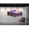 imageWieco Art Mountains in Sunrise Extra Large 5 Panels Modern Gallery Wrapped Giclee Canvas Prints Artwork Purple Landscape Pictures Paintings on Canvas Wall Art for Living Room Home Decorations XL16x24inchx2pcs 16x32inchx2pcs 16x40inchx1pc