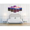 imageWieco Art Mountains in Sunrise Extra Large 5 Panels Modern Gallery Wrapped Giclee Canvas Prints Artwork Purple Landscape Pictures Paintings on Canvas Wall Art for Living Room Home Decorations XL12x16inchx2pcs 12x24inchx2pcs 12x32inchx1pc