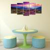 imageWieco Art Mountains in Sunrise Extra Large 5 Panels Modern Gallery Wrapped Giclee Canvas Prints Artwork Purple Landscape Pictures Paintings on Canvas Wall Art for Living Room Home Decorations XL10x16inchx2pcs 10x20inchx2pcs 10x24inchx1pc