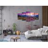 imageWieco Art Mountains in Sunrise Extra Large 5 Panels Modern Gallery Wrapped Giclee Canvas Prints Artwork Purple Landscape Pictures Paintings on Canvas Wall Art for Living Room Home Decorations XL16x24inchx2pcs 16x32inchx2pcs 16x40inchx1pc