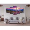 imageWieco Art Mountains in Sunrise Extra Large 5 Panels Modern Gallery Wrapped Giclee Canvas Prints Artwork Purple Landscape Pictures Paintings on Canvas Wall Art for Living Room Home Decorations XL12x16inchx2pcs 12x24inchx2pcs 12x32inchx1pc