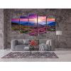 imageWieco Art Mountains in Sunrise Extra Large 5 Panels Modern Gallery Wrapped Giclee Canvas Prints Artwork Purple Landscape Pictures Paintings on Canvas Wall Art for Living Room Home Decorations XL16x24inchx2pcs 16x32inchx2pcs 16x40inchx1pc
