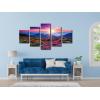imageWieco Art Mountains in Sunrise Extra Large 5 Panels Modern Gallery Wrapped Giclee Canvas Prints Artwork Purple Landscape Pictures Paintings on Canvas Wall Art for Living Room Home Decorations XL12x16inchx2pcs 12x24inchx2pcs 12x32inchx1pc