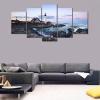 imageWieco Art Portland Lighthouse Canvas Prints Wall Art Ocean Sunset Beach Seascape Pictures Paintings for Living Room Bedroom Home Decorations Extra Large Modern Stretched and Framed Sea Skyline16x24inchx2pcs 16x32inchx2pcs 16x40inchx1pc
