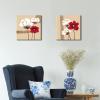 imageWieco Art Red and White Flowers Canvas Paintings Wall Art for Living Room Bedroom Home Decor Modern 2 Panels Large Gallery Wrapped Contemporary Pretty Abstract Floral Pictures12x12inchx2pcs 30x30cmx2pcs