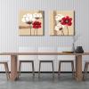 imageWieco Art Red and White Flowers Canvas Paintings Wall Art for Living Room Bedroom Home Decor Modern 2 Panels Large Gallery Wrapped Contemporary Pretty Abstract Floral Pictures24x24inchx2pcs 60x60cmx2pcs