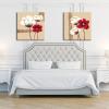 imageWieco Art Red and White Flowers Canvas Paintings Wall Art for Living Room Bedroom Home Decor Modern 2 Panels Large Gallery Wrapped Contemporary Pretty Abstract Floral Pictures24x24inchx2pcs 60x60cmx2pcs