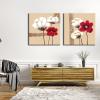 imageWieco Art Red and White Flowers Canvas Paintings Wall Art for Living Room Bedroom Home Decor Modern 2 Panels Large Gallery Wrapped Contemporary Pretty Abstract Floral Pictures24x24inchx2pcs 60x60cmx2pcs