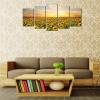 imageWieco Art Sunflowers Canvas Prints Wall Art Landscape Pictures Paintings Ready to Hang for Living Room Bedroom Home Office Decorations Modern 5 Panels Stretched and Framed Yellow FlowerYellow