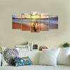 imageWieco Art Sunset Ocean Canvas Prints Wall Art Paintings Decor 5 Piece Modern Stretched and Framed Seascape Sea Beach Giclee Artwork Photo Picture Ready to Hang for Living Room Bedroom Home Decorations