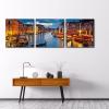 imageWieco Art Venice Night 3 Piece Giclee Canvas Prints Wall Art Italy City Skyline Landscape Picture Paintings for Living Room Bedroom Home Decorations Modern Stretched and Framed Cityscape Artwork