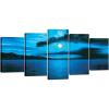 imageWieco Art Dark Blue Ocean White Sun Modern 5 Piece Wrapped Giclee Canvas Prints Contemporary Seascape Artwork Beach Pictures Paintings on Canvas Wall Art for Living Room Bedroom Home Decorations10x16inchx2pcs 10x20inchx2pcs 10x24inchx1pc
