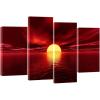 imageWieco Art Giclee Canvas Prints Wall Art Red Sea Pictures Sun Paintings Ready to Hang for Living Room Bedroom Home Decorations Modern 4 Piece Large Stretched and Framed Seascape Ocean Beach12x24inchx2pcs  12x32inchx2pcs