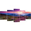 imageWieco Art Mountains in Sunrise Extra Large 5 Panels Modern Gallery Wrapped Giclee Canvas Prints Artwork Purple Landscape Pictures Paintings on Canvas Wall Art for Living Room Home Decorations XL12x16inchx2pcs 12x24inchx2pcs 12x32inchx1pc