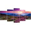 imageWieco Art Mountains in Sunrise Extra Large 5 Panels Modern Gallery Wrapped Giclee Canvas Prints Artwork Purple Landscape Pictures Paintings on Canvas Wall Art for Living Room Home Decorations XL10x16inchx2pcs 10x20inchx2pcs 10x24inchx1pc