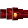 imageWieco Art Red Sun Canvas Prints Wall Art Ocean Sea Beach Pictures Paintings Ready to Hang for Living Room Bedroom Home Decorations Modern 5 Piece Stretched and Framed Grace Landscape Giclee Artwork10x16inchx2pcs 10x20inchx2pcs 10x24inchx1pc