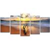 imageWieco Art Sunset Ocean Canvas Prints Wall Art Paintings Decor 5 Piece Modern Stretched and Framed Seascape Sea Beach Giclee Artwork Photo Picture Ready to Hang for Living Room Bedroom Home Decorations