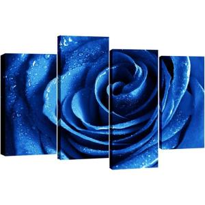 imageWieco Art Blue Rose with Dew Canvas Wall Art Abstract Romantic Flower Pictures Paintings Wall Art for Living Room Bedroom Decorations Wall Decor Large 4 Panels Modern Canvas Prints Artwork16x32inchx2pcs  16x40inchx2pcs