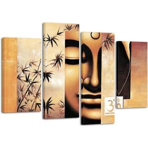 imageWieco Art Buddha Canvas Prints Wall Art Giclee Abstract Oil Paintings Reproduction Artwork Ready to Hang for Living Room Home Decorations Large Modern 4 Piece Stretched and Framed Abstract Artwork L