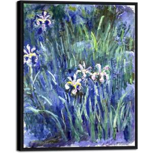 imageWieco Art Canvas Print Wall Art Irises by Claude Monet Oil Paintings Reproduction Landscape Pictures Artwork on Canvas Art for Living Room Decorations and Wall Decor24L x 20W