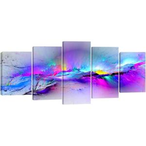 imageWieco Art Changing Colors Giclee Canvas Prints 5 panels Modern Artwork Landscape Pictures to Photo Printed on Abstract Canvas Wall Art for Home Decorations and Wall Decor 5pcsset12x16inchx2pcs 12x24inchx2pcs 12x32inchx1pc