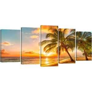 imageWieco Art Cozy Sea Canvas Print Wall Art Ocean Beach Pictures Paintings Modern Large Stretched and Framed Grace Contemporary Seascape Giclee Artwork Ready to Hang for Living Room Bedroom Home Decor14x24inchx2pcs 14x28inchx2pcs 14x32inchx1pc