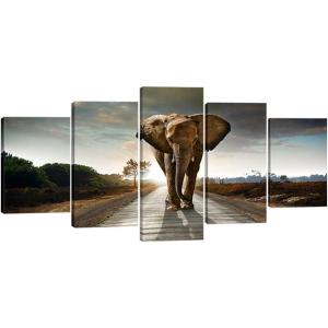 imageWieco Art Elephant Canvas Paintings Wall Art One piece Modern Large Stretched and Framed Landscape Animals Pictures on Giclee Canvas Prints Artwork Decor for Living Room Bedroom Home Decorations L12x16inchx2pcs 12x24inchx2pcs 12x32inchx1pc