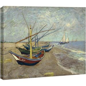 imageWieco Art Fishing Boats on the Beach at Les Saintes Maries Large Modern Canvas Prints of Van Gogh Oil Paintings Seascape Pictures on Canvas Wall Art for Bedroom Kitchen Home Decor24L x 20W