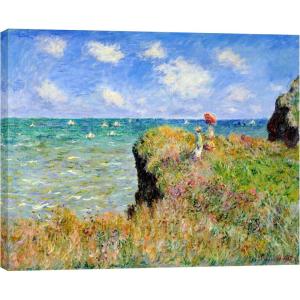 imageWieco Art Gallery Wrapped Canvas Print Wall Art Cliff Walk at Pourville1882 by Claude Monet Mondern Classic Art Print Picture Artwork for living room Home Kitchen Decorations16L x 12W