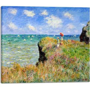 imageWieco Art Gallery Wrapped Canvas Print Wall Art Cliff Walk at Pourville1882 by Claude Monet Mondern Classic Art Print Picture Artwork for living room Home Kitchen Decorations24L x 20W