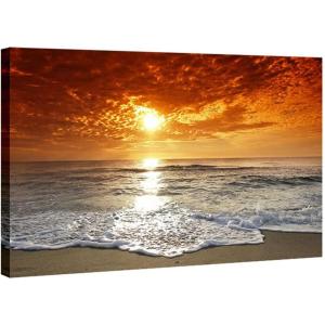 imageWieco Art Grand Sight Extra Large Modern Wrapped Giclee Canvas Prints Seascape Artwork Ocean Sea Beach Pictures Paintings on Canvas Wall Art for Living Room Bedroom Home Office Decorations 48x24236L x 36W