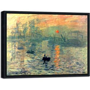 imageWieco Art Impression Sunrise Modern Framed Giclee Canvas Prints of Claude Monet Famous Oil Paintings Reproduction Seascape Artwork Sea Pictures on Canvas Wall Art Ready to Hang for Home Decorations162L x 162W