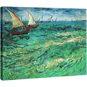 imageWieco Art Sailing Boats Large Modern Gallery Wrapped Seascape Giclee Canvas Prints of Van Gogh Famous Oil Paintings Reproduction Pictures on Canvas Wall Art for Living Room Bedroom Home Decorations16L x 12W