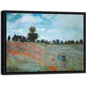 imageWieco Art The Poppy Field Near Argenteuil Giclee Canvas Prints Wall Art of Claude Monet Famous Floral Oil Paintings Reproduction Classic Flowers Landscape Pictures Artwork for Bedroom Home Decorations162L x 162W