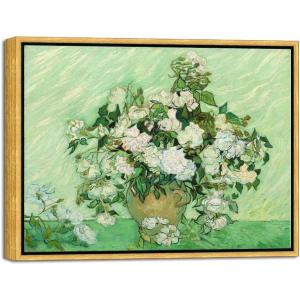 imageWieco Art Vase with Pink Roses by Van Gogh Flowers Oil Paintings Reproductions Modern Giclee Canvas Prints Artwork Abstract Floral Pictures Printed on Canvas Wall Art for Bedroom Home Decorations17L x 13W