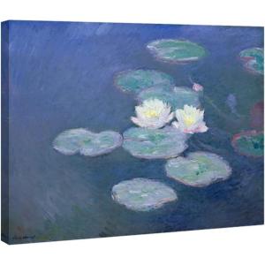 imageWieco Art Water Lilies Canvas Prints Wall Art of Claude Monet Famous Floral Oil Paintings Reproduction Stretched and Framed Classic Flower Pictures Giclee Artwork16L x 12W