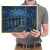 imageWieco Art Framed Wall Art Giclee Canvas Prints of Starry Night Over The Rhone Canvas Prints Wall Art by Van Gogh Paintings Reproduction Abstract Artwork for Wall Decor Golden Frame