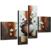 imageWieco Art Huge Size Stretched and Framed Artwork 4 Panels 100 Handpainted Modern Canvas Wall Art Elegant Flowers Paintings for Wall Decor Floral Oil Paintings on Canvas Art XLMulti