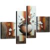 imageWieco Art Huge Size Stretched and Framed Artwork 4 Panels 100 Handpainted Modern Canvas Wall Art Elegant Flowers Paintings for Wall Decor Floral Oil Paintings on Canvas Art XLMulti