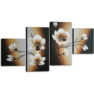 imageWieco Art 100 Handpainted Abstract Floral Oil Painting on Canvas Warm Day Yellow Flowers Bloom Ready to Hang for Living Room Bedroom Home Decorations 4pcsset10x12inchx2pcs 10x20inchx2pcs