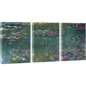 imageWieco Art 3 Panels Framed Canvas Wall Art Water Lilies by Claude Monet Famous Paintings Canvas Prints for Living Room Impressionistic Flower Wall Pictures for Bedroom Decorations20x28x3pcs50x70cmx3pcs