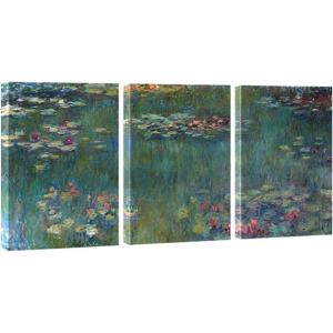 imageWieco Art 3 Panels Framed Canvas Wall Art Water Lilies by Claude Monet Famous Paintings Canvas Prints for Living Room Impressionistic Flower Wall Pictures for Bedroom Decorations16x24x3pcs40x60cmx3pcs