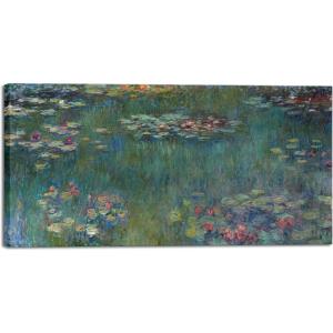 imageWieco Art 3 Panels Framed Canvas Wall Art Water Lilies by Claude Monet Famous Paintings Canvas Prints for Living Room Impressionistic Flower Wall Pictures for Bedroom Decorations40L x 20W