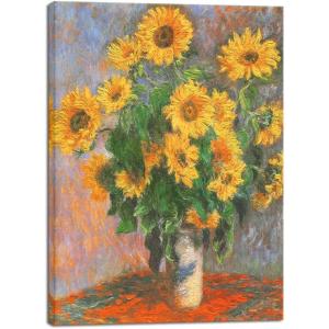 imageWieco Art Canvas Print Bonquet of Sunflowers 1880 by Claude Monet Oil Paintings Reproduction Modern Canvas Wall Art Landscape Pictures Artwork on Canvas for Home Decor Wall Decorations12L x 16W