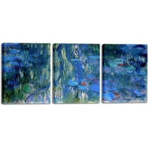 imageWieco Art Canvas Print Water Lilies Reflections of Weeping Willows by Claude Monet Oil Paintings Canvas Prints Picture Artwork on Canvas Wall Art for Home Office Decorations