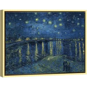 imageWieco Art Framed Wall Art Giclee Canvas Prints of Starry Night Over The Rhone Canvas Prints Wall Art by Van Gogh Paintings Reproduction Abstract Artwork for Wall Decor Golden Frame